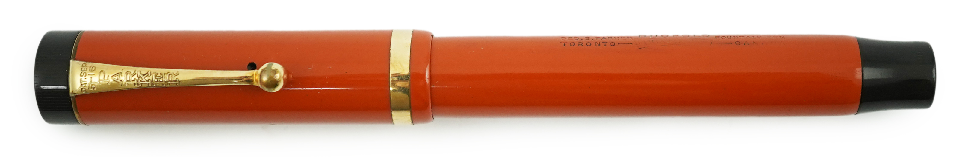 A Parker 'Big Red' Lucky Curve Duofold Senior single cap band